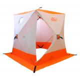 Палатка зимняя СЛЕДОПЫТ КУБ 2 (1,5х1,5х1,7 м; бело-оранжевая)  - миниатюра
