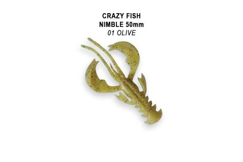 Твистеры (съедобная резина) Crazy Fish NIMBLE 5 (2") 50-50-1-6-F кальмар, 4 шт.