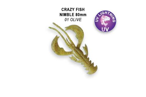 Твистеры (съедобная резина) Crazy Fish NIMBLE 8 (3.2") 72-80-1-6-F кальмар, 3 шт.