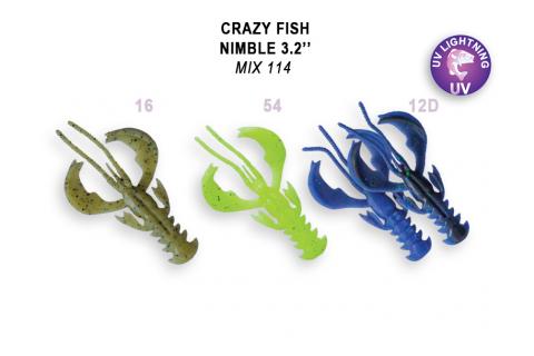 Твистеры (съедобная резина) Crazy Fish NIMBLE 8 (3.2") 72-80-M114-6-F кальмар, 3 шт.