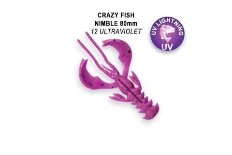 Твистеры (съедобная резина) Crazy Fish NIMBLE 8 (3.2") 72-80-12-6-F кальмар, 3 шт.