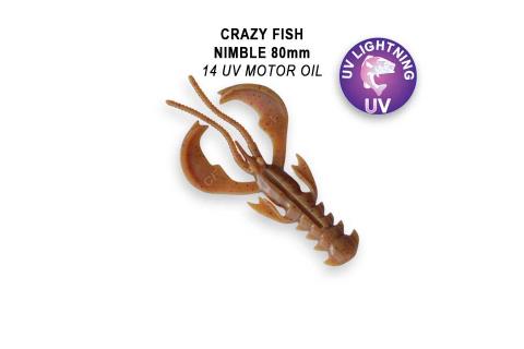 Твистеры (съедобная резина) Crazy Fish NIMBLE 8 (3.2") 72-80-14-6-F кальмар, 3 шт.