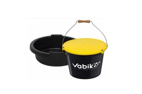 Ведро для прикормки Vabik PRO Black 13 л с крышкой и тазом
