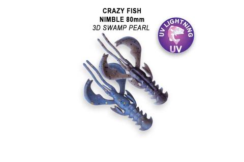 Твистеры (съедобная резина) Crazy Fish NIMBLE 8 (3.2") 72-80-3D-6-F кальмар, 3 шт.